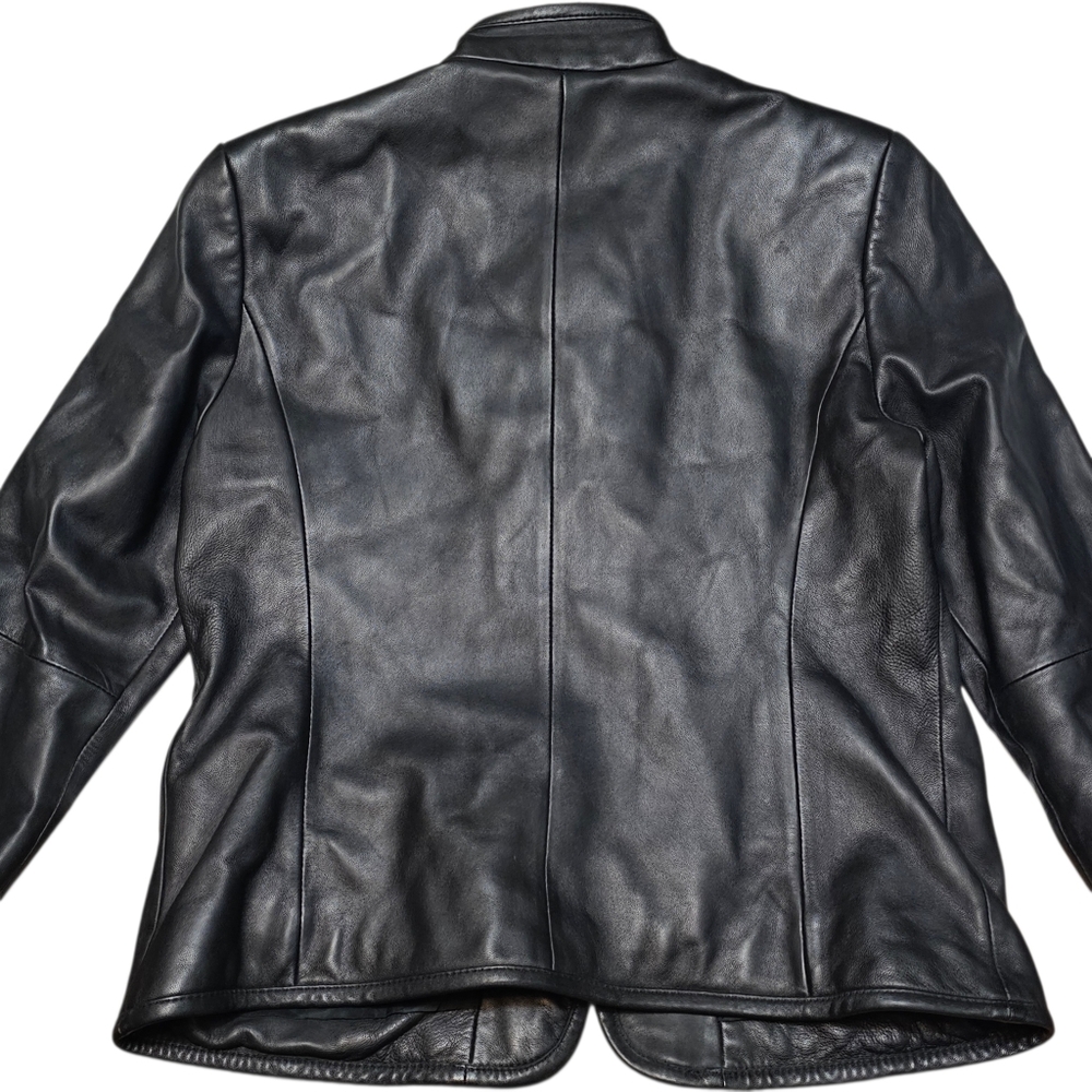 Valerie Stevens Black Leather Zip Up Moto Jacket Women’s Size M - Picture 7 of 12